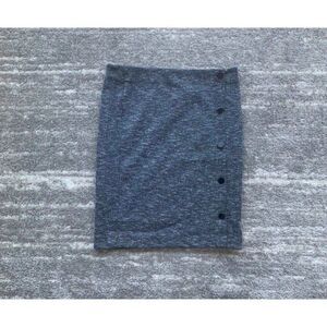 LOFT Marled Gray Tweed Button Pencil Mini Skirt Medium Women Office Minimalist